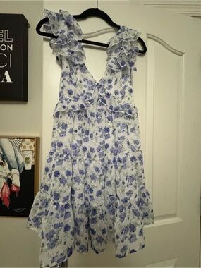 Trixxi White and Lavender Floral Ruffle Sundress